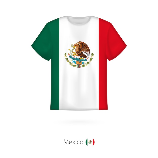 Design della maglietta con la bandiera del Messico Modello vettoriale della maglietta