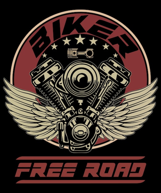 Design della maglietta del motociclo della strada libera del motociclista