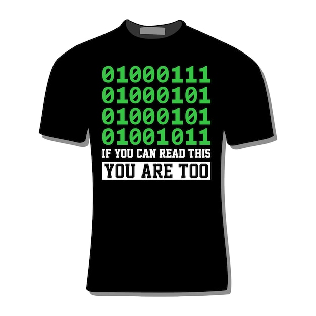 design della maglietta di programmazione per computer con codice binario