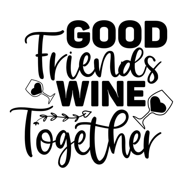 Vettore design della maglietta good friends wine together svg