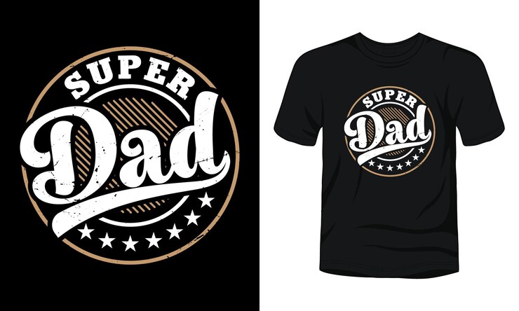 Design della maglietta per la festa del papà con badge vintage Super papà
