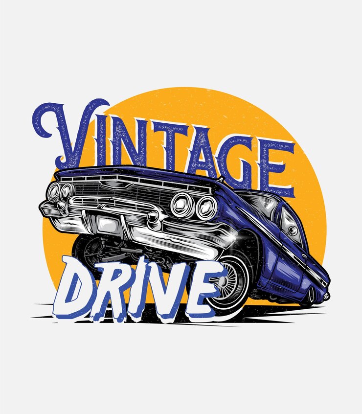 Design della maglietta retrò vintage drive