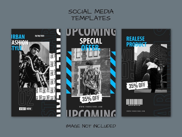 Design della moda streetwear futuristico urbano moderno per il modello di storia dei social media