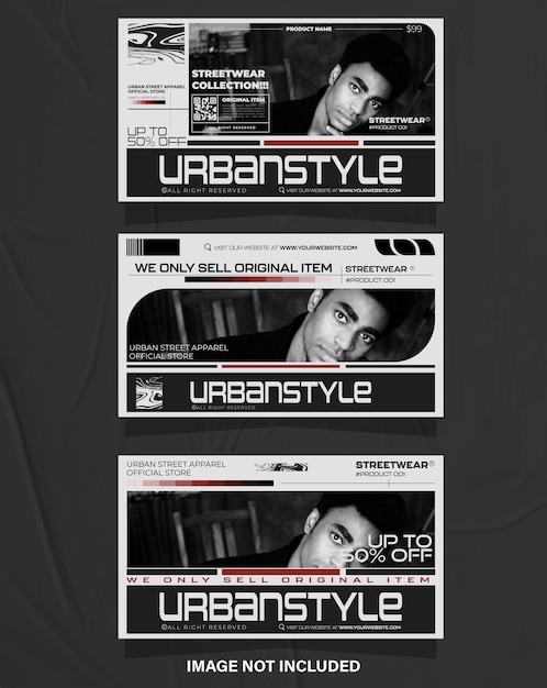 Design della moda streetwear futuristico urbano moderno per modello di banner di social media, poster e stampa