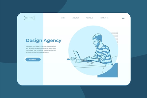 Design della pagina di destinazione dell'agenzia di design creativo Design piatto e minimale per il sito web