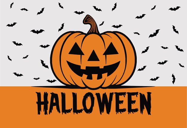 design di banner di zucca di halloween halloween sfondo di testo grafico pipistrelli
