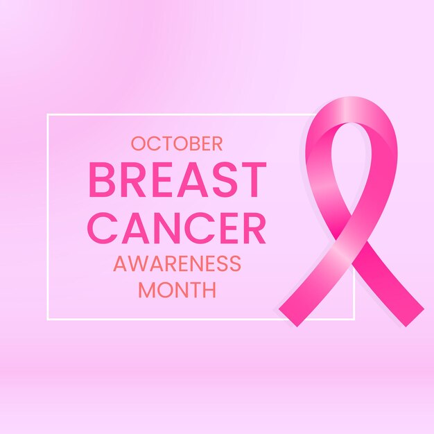 design di biglietti d'auguri con nastro rosa lucido per il mese di ottobre per la consapevolezza del cancro al seno semplice e minimale