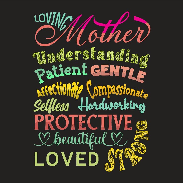 Vettore design di biglietti di ringraziamento per la mamma amorevole per il giorno della madre idea di regalo con affermazioni positive arte