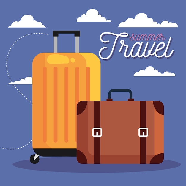 Design di borse estive e da viaggio, turismo di viaggio e tema del viaggio