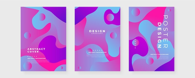 Design di copertina rosa-blu e viola-viola con gradiente fluido d'onda astratto Ideale per feste banner copertine stampa promozioni vendite saluti pubblicità pagine web intestazioni atterraggi