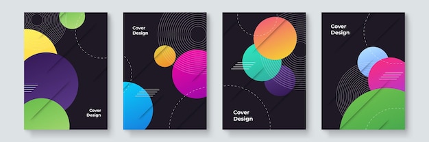 Design di copertine alla moda e alla moda. Modernismo colorato. Composizione di forme geometriche minimali. Modelli futuristici. Vettore a strati di design in stile Bauhaus