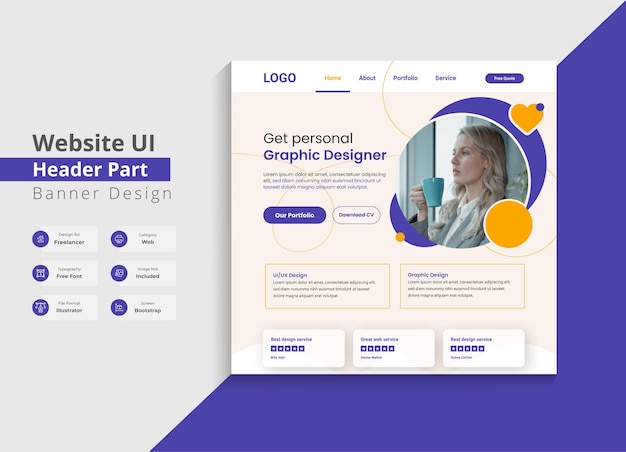 design di intestazione web portfolio professionale