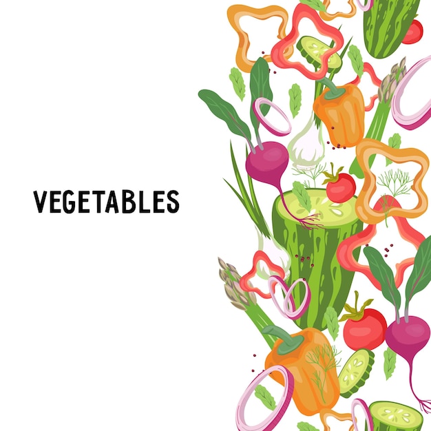 Design di poster o banner con illustrazione vettoriale piatta di verdure isolata