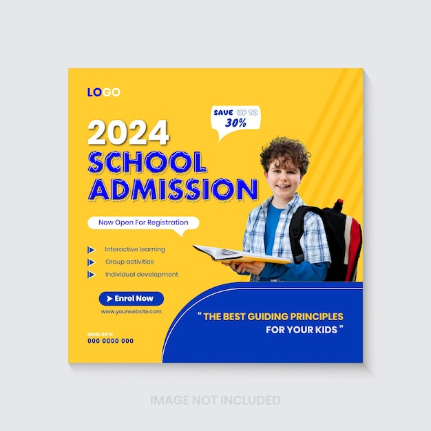 Design di poster per i social media per l'ammissione a scuola