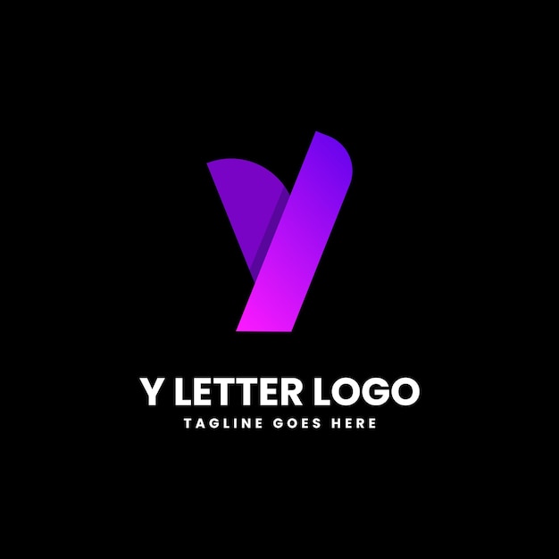 Design di un logo iconico con lettera alfabetica sfumata di colore rosa 'Y' vettore viola e rosa