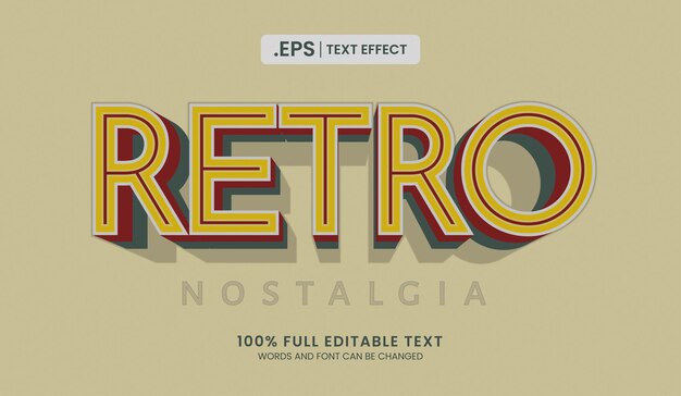 Design editable text effect retro nostalgia 3d concept vector illustration
