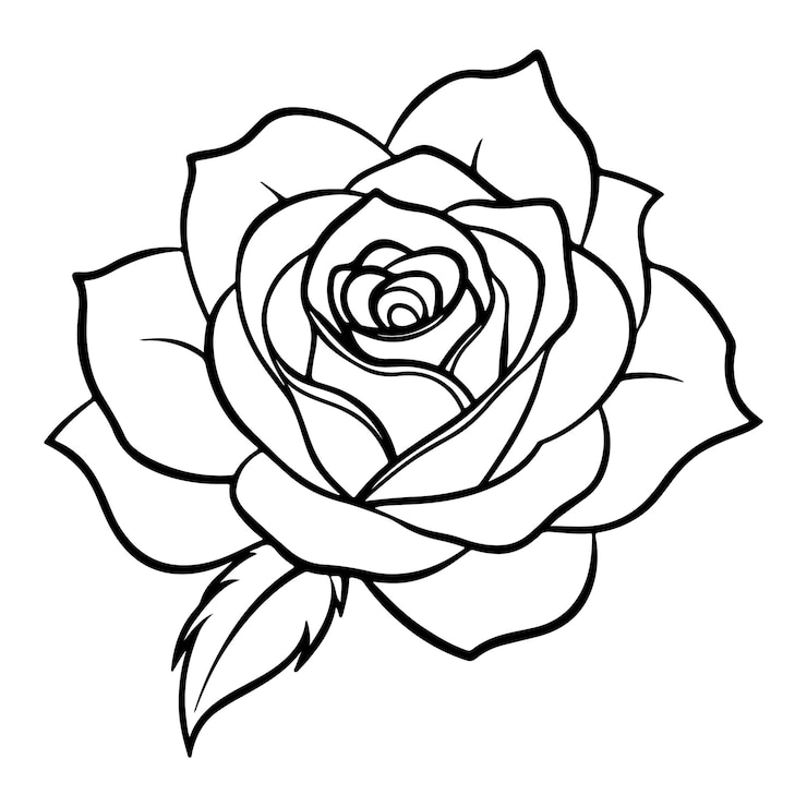 Vettore design elegante del contorno di rosa ideale per tatuaggi pagine da colorare e arti floreali disegnate a mano