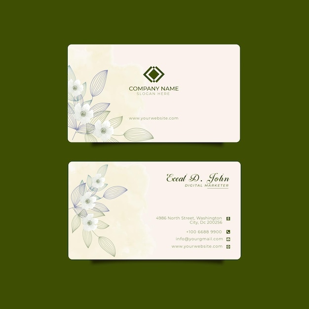 Design elegante di biglietti da visita acquerello floreale