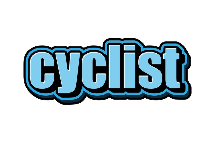 Vettore design elegante effetto testo 3d parola ciclista