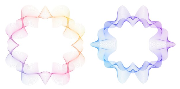 Design Element Wave Lines Guilloche curve line Background circle for Pattern branding Frame border fluid gradient protective document layers Simbol object Colorful 3D layered modern tech