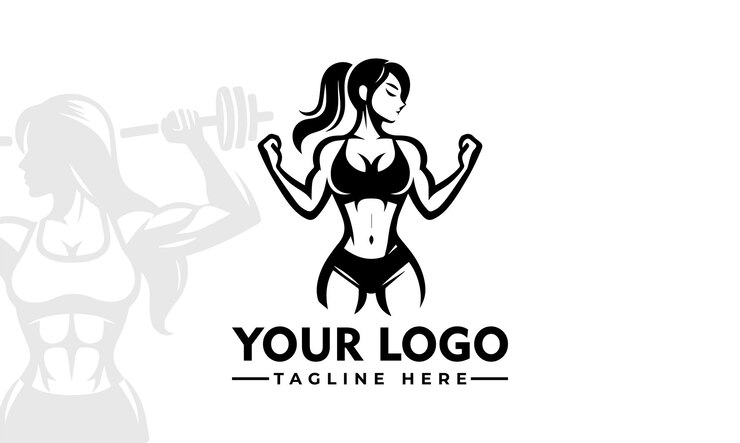 Vettore design flat gym lady vector fitness woman silhouette logo trendy e motivazionale fitness branding