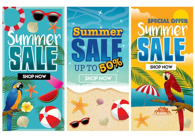 Design flyer estate tropicale nel set