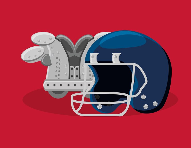 Vettore design football americano con elmetto e spalline
