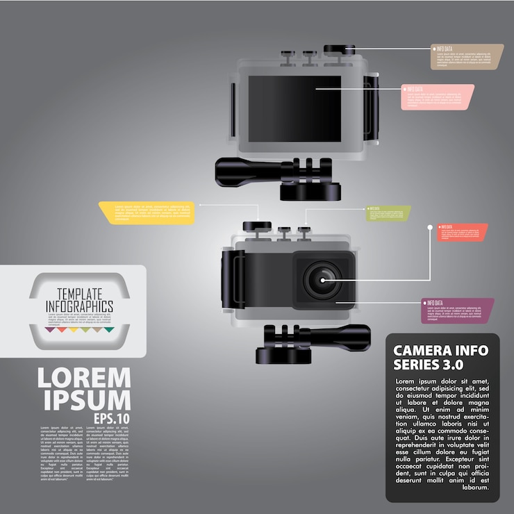 Vettore design fotografico di infografica