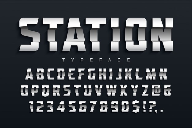 Design futuristico del carattere tipografico del display della stazione
