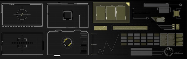 Design futuristico dello schermo dell'interfaccia HUD vettoriale. Titoli di callout digitali. HUD UI GUI utente futuristico i