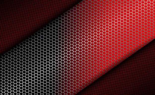 Design geometrico rosso scuro con griglia in metallo