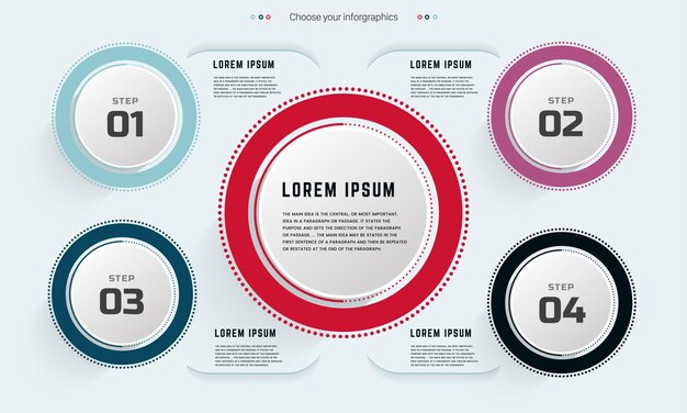 Design infografico con icone. opzioni o passaggi. diagramma di processo, diagramma di flusso, grafico informativo