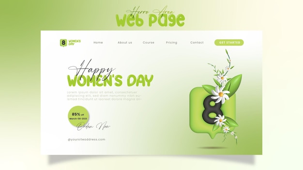 Design minimale dell'area dell'eroe Full Branding Women's Day theam