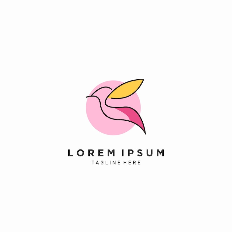 Vettore design minimalista con logo uccello colorato