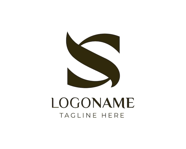 Design minimalista del logo dell'icona dell'oro della lettera S di vettore