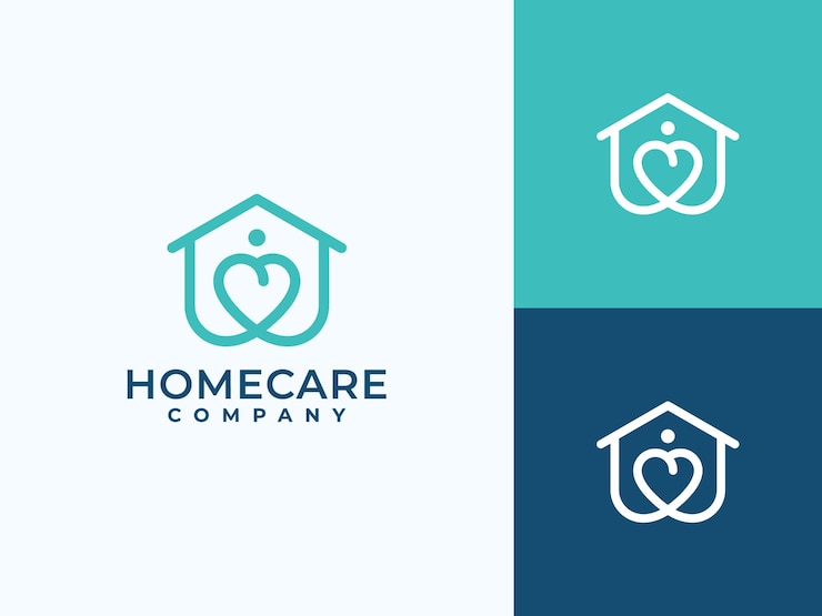 Design minimalista del logo per l'assistenza domiciliare, simbolo dell'amore,