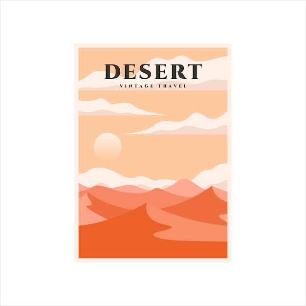 design minimalista del modello dell'illustrazione del fondo di vettore del manifesto del deserto del deserto