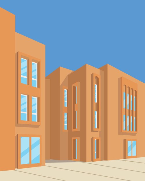 design minimalista dell'illustrazione dell'architettura con colori pastello