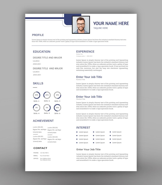Design minimalista modello cv