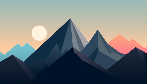 Design minimalista piatto Panorama di un paesaggio montano Colori facili da cambiare