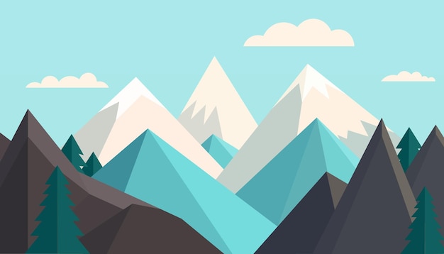Design minimalista piatto Panorama di un paesaggio montano Colori facili da cambiare