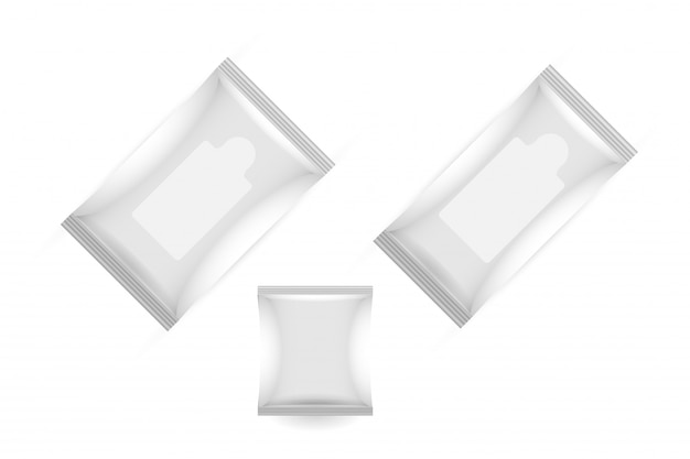 Design mockup pacchetto bianco salviettine umidificate