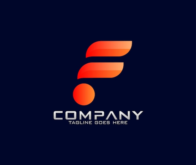 Design moderno del logo della lettera f con un punto circolare