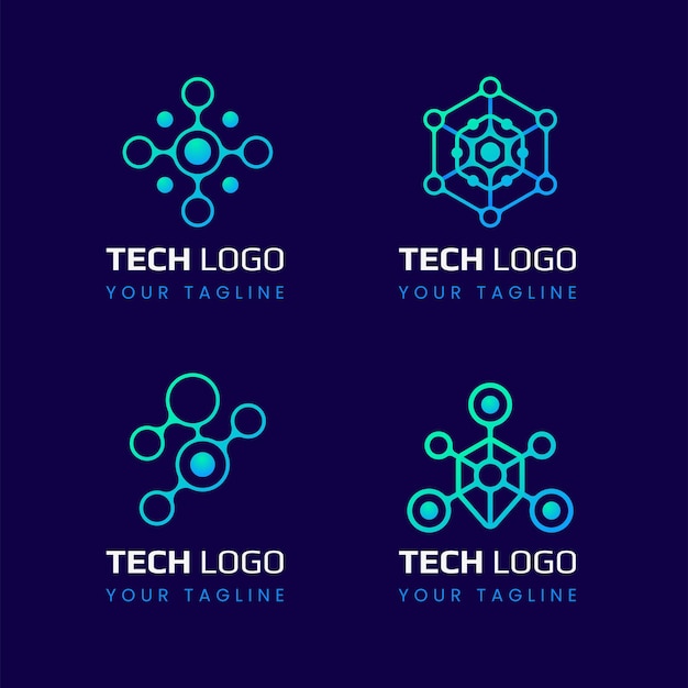 Design moderno del logo della tecnologia con stile sfumato