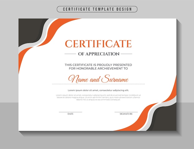 Design moderno del modello di certificato Vettore Premium