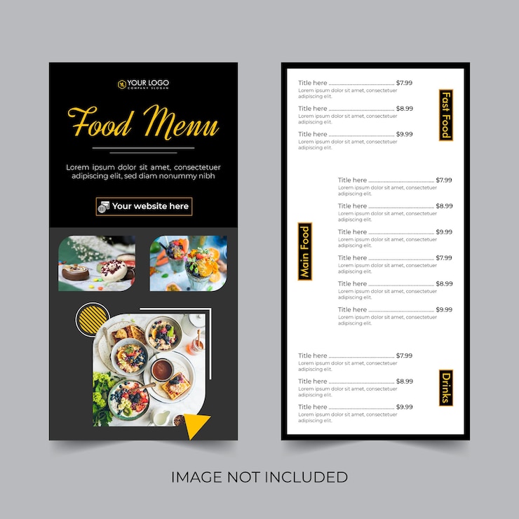 Vettore design moderno del volantino alimentare per la carta del menu del ristorante