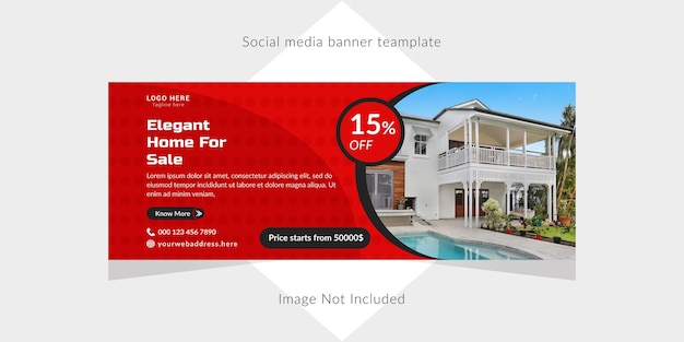 Design moderno e creativo del modello di banner per copertina di Facebook immobiliare