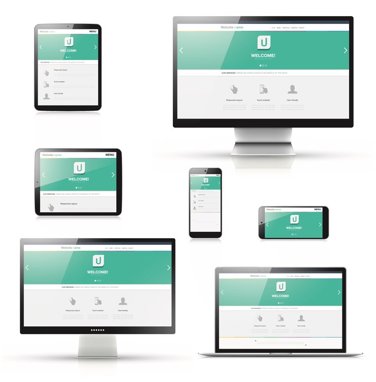 Vettore design moderno web piatto reattivo in dispositivi elettronici isolati