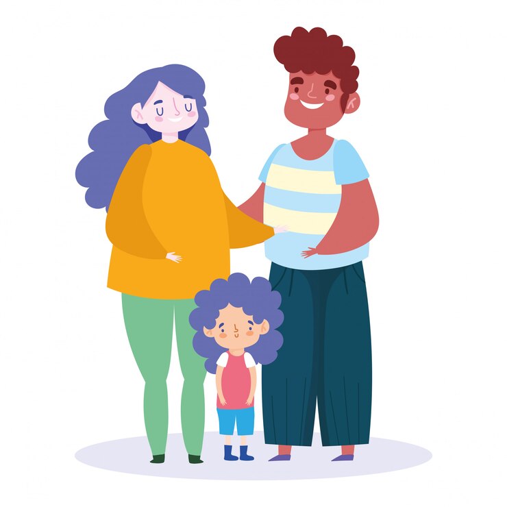 Vettore design padre e figlia madre