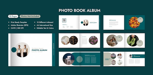 Design per album fotografici Modello per portfolio fotografico per design di libri fotografici e immagini